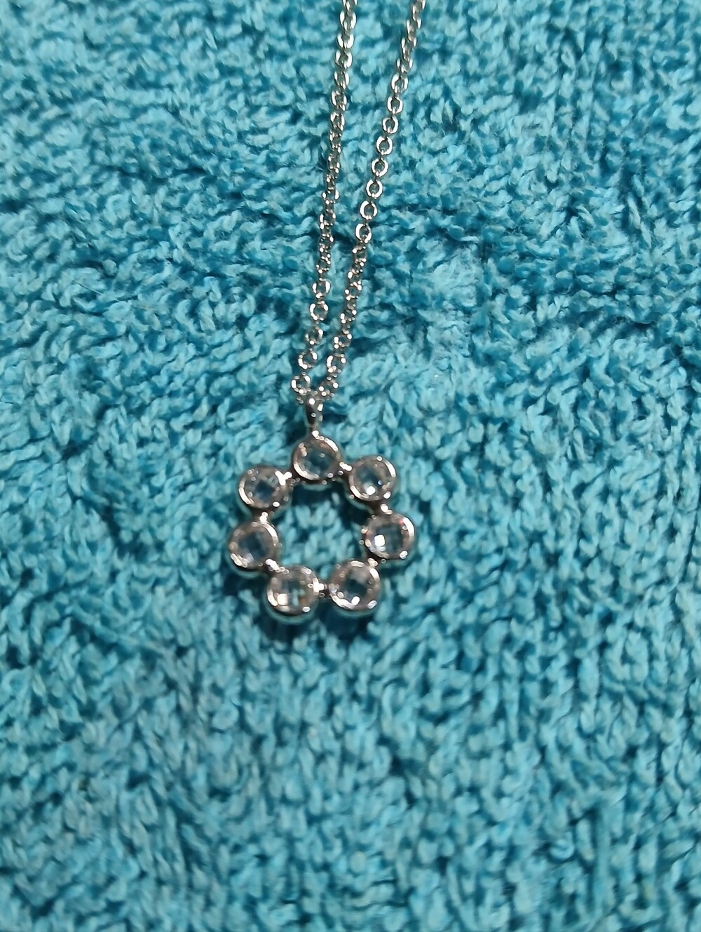 Silver Clear Crystal Circle Pendant Necklace - Silver